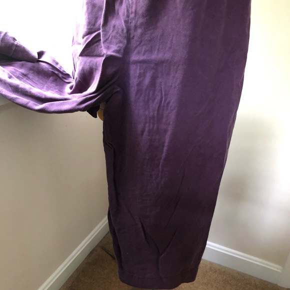 Wide leg paperbag waist w/tie capri pants - Picture 3 of 7